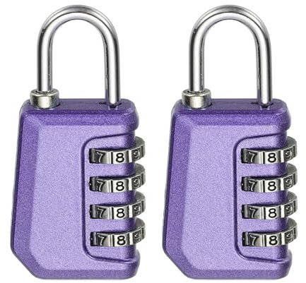 sourcing map Combination Lock, 4 Digit Padlock Combination Outdoor Waterproof Locker Lock for Gym Luggage Home Sports Hasp Storage, Pearl Purple Pack of 2