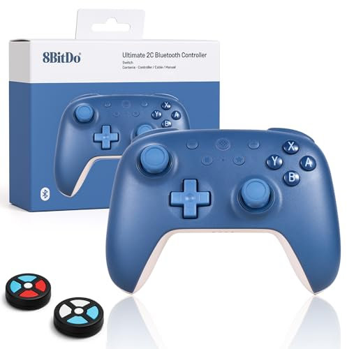 8Bitdo Ultimate 2C Mando Bluetooth para Switch 2, Joystick con efecto Hall (sin deriva), parachoques L4/R4 extraíble, control de movimiento de 6 ejes y vibración Rumble, Azul oscuro