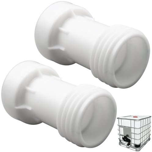 GOMETY 2 Stück S60x6 IBC Verlängerung Distanzstück Adapter, IBC Tank Zubehör Grobgewinde, IBC Container Zubehör, Distanzstück Verlängerung S60x6, 1000 Liter Wassertank Zubehör - Weiβ 2PCS