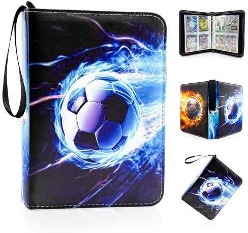 Football Card Binder Football Card Holder Card Collection Folder | 50 Pages,Holds 400 Cards,PU Waterproof, Detachable,with Zipper and Handle.
