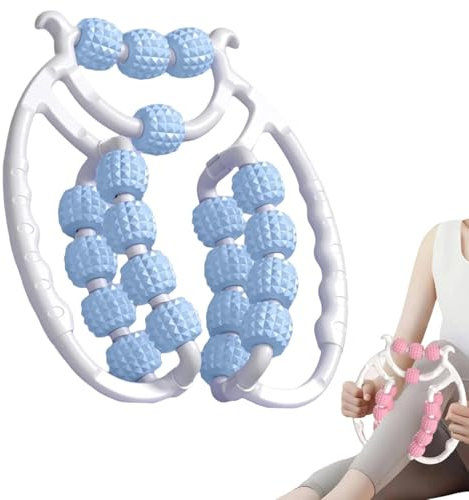 Kouamor Relax Roller 20 ruedas, 20 rondas, rodillo de masaje adelgazante, brazo pierna masaje, pinzas circulares para codos de golfista, rodillo de masaje, rodillo relajante muscular (azul)