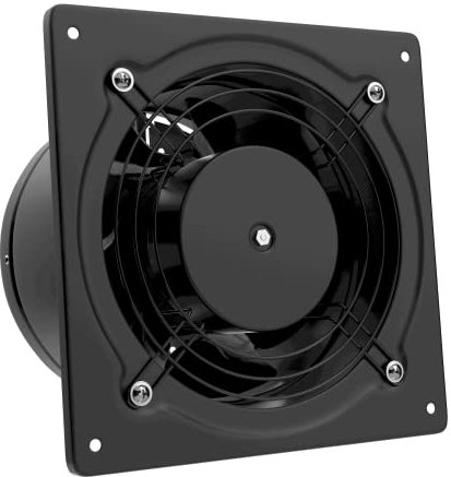 Hon&Guan Abluftventilator 150mm Leise Badlüfter Metal, Wandabluftventilator Industrie VMC Lüfter 38W 525m3/h mit Einweg Dämpfer für Küche, Garage, Badezimmer (Schwarz)