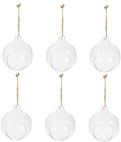 HEMOTON 6 Stück Hängende Glasvase Kugelform 6cm Transparent Mikrolandschaft Pflanzenhalter Kerzenhalter Innen Außen Dekoration Für Partys Und Hochzeiten