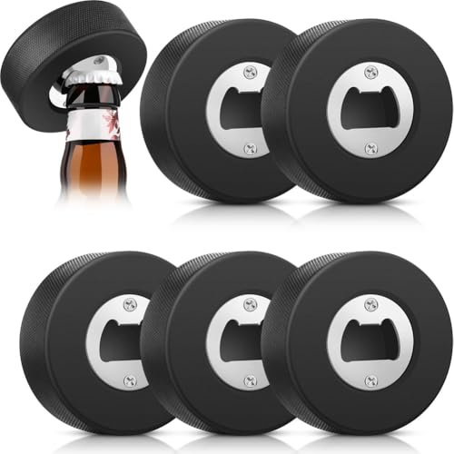 Fnfhsa 6 Stück Eishockey-Puck-Flaschenöffner, Bierflaschenöffner Aus Edelstahl, Hockey-Geschenke für Männer, Flaschenöffner