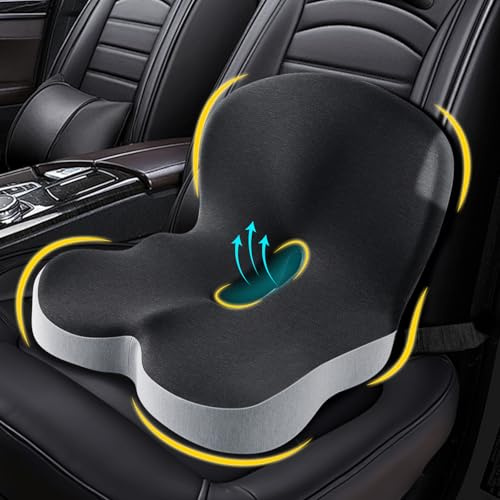 RECAT Sitzkissen für LKW-Fahrer, Memory Foam Sitzkissen mit verstellbarem Gurt - Ergonomische Rücken- & Gesäßstütze für Komfort auf Langstrecken, Semi Truck Zubehör