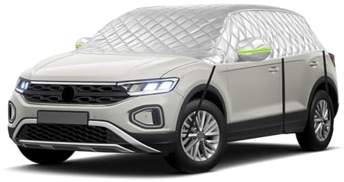 Opaltool 6-Lagige Halbgarage Auto Kompatibel mit 2017-2025 VW T-ROC | mit Haken, Reflektierendem Streifen und Ohrkappen, Schutz vor Schnee, Eis und Frost, Im Winter besser nutzen