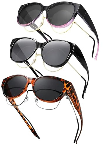DUTIFUL 3 Stück Überzieh Sonnenbrille Damen und Herren Sonnenbrille Über Normale Brille Polarisierte Überbrille mit UV400 Schutz Überbrille für Brillenträger