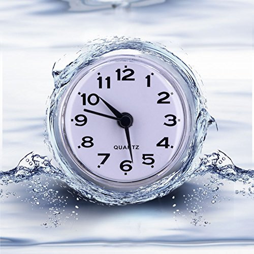 Zerodis Saugnapf Wasserdicht Runde Mini Wanduhr Quarz Uhren Dekoration Für Badezimmer Küche Wohnzimmer Schlafzimmer(Weiß)