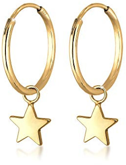 Elli Ohrringe Damen Creolen Stern Astro Basic in 925 Sterling Silber vergoldet