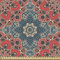 ABAKUHAUS Mandala Stoff als Meterware, Arabische Kultur Blumen, Qualitäts Stoff Dekorativer Polster Heimtextilienstoff, 2M (148x200cm),Dunkle Koralle Blaugrau Beige
