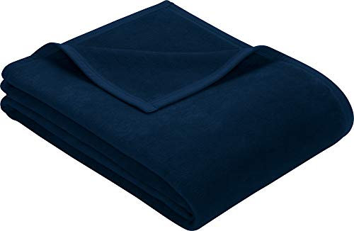 Erwin Müller Wohndecke, Wolldecke, Kuscheldecke Marine Größe 220x240 cm - strapazierstark, weich, temparaturausgleichend (weitere Farben, Größen)