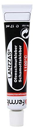 LANZZAS Dichtschnur- Schamottkleber, 1 Tube hitzebeständiger Kleber bis 1100°C, geeignet für Ofendichtung, Dichtschnur und Faserstoffe.