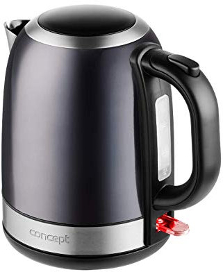 CONCEPT Hausgeräte RK3252 Edelstahl Wasserkocher, 1,2 L, 2200 W, in dunkler Edelstahlfarbe
