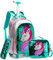 Mochila Unicornio Escolar con Ruedas Chico Genial,Lentejuelas mágicas Estudiantes de Primaria Carros para Mochilas Bolsa de Almuerzo Estuche Escolares Equipaje de Viaje Multifuncional(Verde)