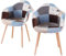 ZMALL 2 Stück Patchwork Sessel Stoff Esszimmerstuhl für Küche Esszimmer Zuhause Büro Stuhl Retro Stil Home Bar Möbel (braun)