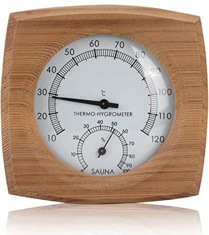 Termómetro Sauna, Termómetro e Higrómetro Sauna Higrotermógrafo de madera Higrómetro para sauna Accesorios para sauna de interior Vapor