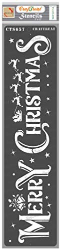 CrafTreat Pochoirs réutilisables Joyeux Noël pour peinture sur bois – Joyeux Noël – 7,6 x 30,5 cm – Pochoirs Joyeux Noël pour panneaux en bois – Pochoir Joyeux Noël pour cartes