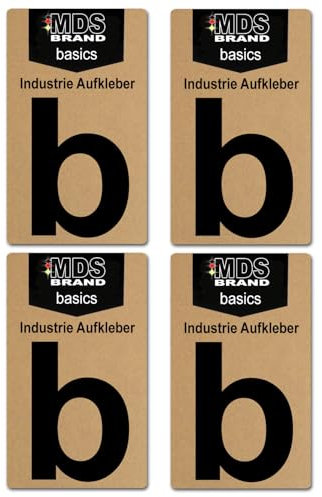 Basics von MDS Brand, 10cm Buchstaben Aufkleber, 4 Stück, Glänzend, Buchstaben zum aufkleben, Wetterfest klebebuchstaben (b, Schwarz)