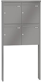 RENZ/Tetro / 4er Freistehende Briefkastenanlage Standbriefkasten/RAL-Farbe 9007 Volumen 23 L/zum Einbetonieren/Dein-Briefkasten.de