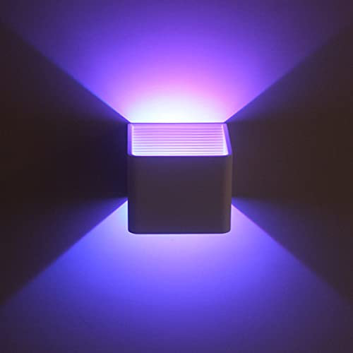 ZMLG RGB Wandleuchte Innen, Modern Aluminium LED Wandlampe Dimmbar Mit Fernbedienung, Bunte Farbwechsel Wandbeleuchtung Quadratische Für Wohnzimmer Korridor Aisle Hall,Schwarz