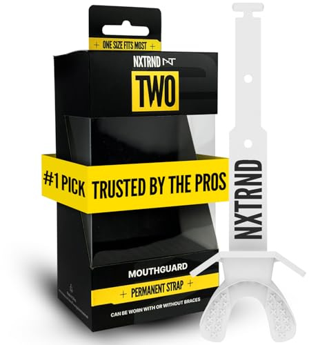 Nxtrnd Two Football Mundschutz, Fußballmundstück mit Band, passend für Erwachsene & Jugendliche (Weiß)