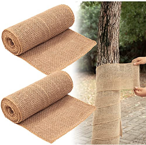 2 Rolls Burlap Tree Protector Wraps, 7.8 × 9.8' Winter Tree Trunk Guards Protector Wrap Burlap Fabric Garden Plants Tree Wrap Antifreeze Bandage bark Protector Wrap for Keeping Warm and Moisturizing