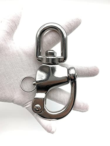 QIANJIEER Large Swivel Eye Snap Shackle - 4.88(124mm) 316 Stainless Steel Quick Release Swivel Sailing Rigging, Spinnaker Halyard Shackle, SCBA Mask Quick Release Clip, WLL1984 LBS.