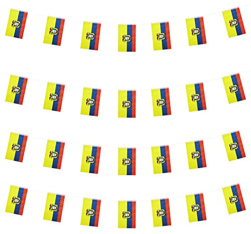 WXTWK Ecuador-Flaggen, Ecuadorianische kleine Mini-Wimpel, Banner, Flagge, Festival-Dekorationen (15 m, 38 Flaggen)