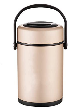 Termo Comida Caliente lonchera Pequeña Portátil Para Estudiante De Oficinista De Acero Inoxidable 304, Olla De Aislamiento Térmico De Doble Capa Para Comida De Una Persona, 1,8 Dorado