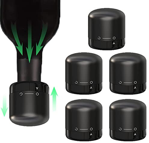 Loboo Idea Silikon-Weinstopfen für Weinflaschen, Wein-Saver-Stopfen (Schwarz, S -6 Stück/Karton)