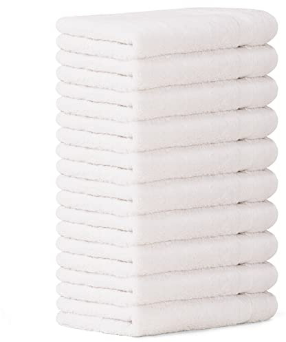 Luckytowel 10er Set Gästehandtücher 30x50 cm 100% Baumwolle, 600g/m² Oeko-Tex Gästetuch-Set 10er Pack Weiß