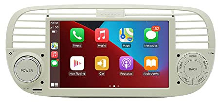 BOOMBOOST Wireless CarPlayer Android Auto Car Stereo Android 7 Inch 2 Din Touch Screen Car Radio Support Bluetooth/FM/WiFi/GPS/Mirror Link Compatible with Fiat 500 (White)
