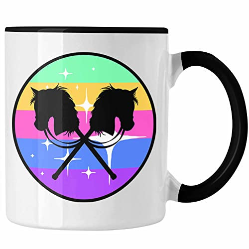 Trendation - Hobbyhorse Mädchen Tasse Geschenk Hobby Horse Pferde Grafik (Schwarz)