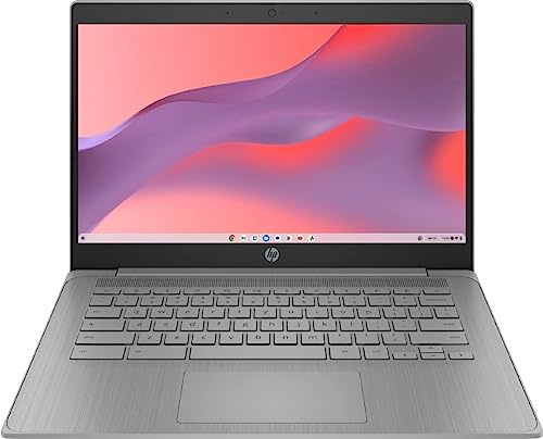 HP Laptop Chromebook 2023, pantalla de 14 pulgadas, procesador Intel Celeron N4120, 4 GB de RAM, 64 GB eMMC, gráficos Intel UHD 600, WiFi, Bluetooth, Chrome OS, gris moderno