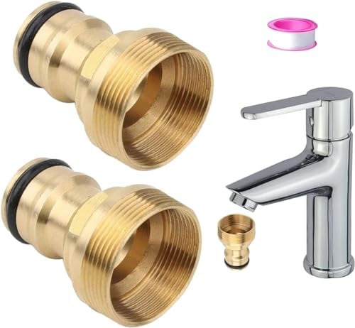 2 Pack Universal Kitchen tap Connector Kitchen Mixer Hose Connector, tap to Garden Hose Connection Fitting, Kitchen Garden Watering tap Connector,22mm & 24mm Threaded Tap