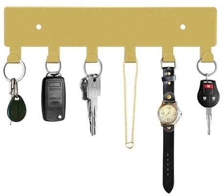 GTK Schlüsselhalter für Wand, Schlüsselhaken mit 6 Haken, Wandmontage, Schlüsselhalter für Flur, selbstklebendes Schlüsselbrett (Gold)