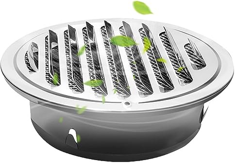 Rejilla de ventilación de 150 mm: rejilla de ventilación redonda de acero inoxidable con protección contra insectos, cubierta protectora contra la intemperie para chimenea, cocina, cuarto de baño