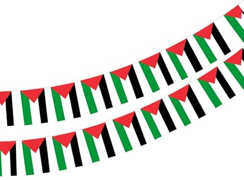 Pandiui23: Lot de 40 drapeaux de palestine, 11,4 m, PVC ou vinyle, rectangulaire, couleur palestinienne, pour décorations de bar