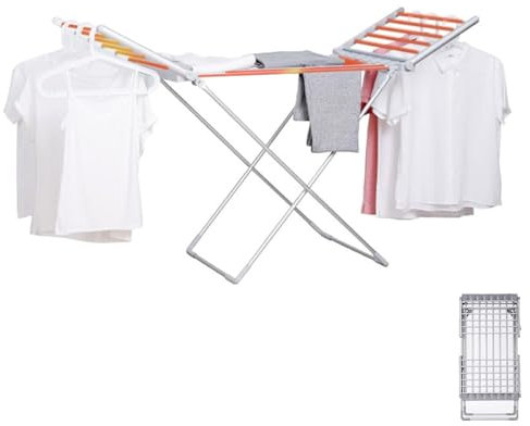 YIYHFKM Tendedero de Ropa portátil con alas Tendedero de Ropa con calefacción eléctrica Tendedero Interior Plegable Tendedero de Ropa húmeda Estante for Caballos, 20 Barras calentadas, 230W