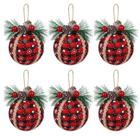 Weihnachtsbaumkugeln Weihnachtskugeln 24 Stück Weihnachtskugel-Ornamente Aus Stoff Mit Tannenzapfen Und Grün, Weihnachtsbaum-Hängekugel, Festliche Dekorationen Christbaumkugel Set Weihnachtskugel (Co