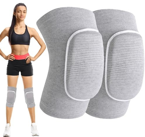 1 Par rodilleras,Rodilleras Voleibol para Niño/Adulto,rodilleras futbol sala portero,Elástica Protector Rodilla para Balonmano Futbol Baloncesto Patinaje Artístico Baile Entrenamiento Pilato-Gris(M)