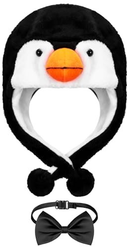 SATINIOR Verstellbare Rote Kostüm Mütze Lustiger Hut mit Roter Fliege für Kinder Damen Herren Erwachsene Halloween Weihnachten Ostern Party Dekoration Kostüm Zubehör (Pinguin)