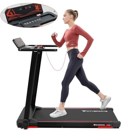 CITYSPORTS Folding Treadmill for Home,2.0HP Foldable Under Desk Treadmill Adjustable Speeds 1-12km/h,Foldable Walking Running Machine, Motorized Electric Treadmill,LED Display & Fitness App (Black)