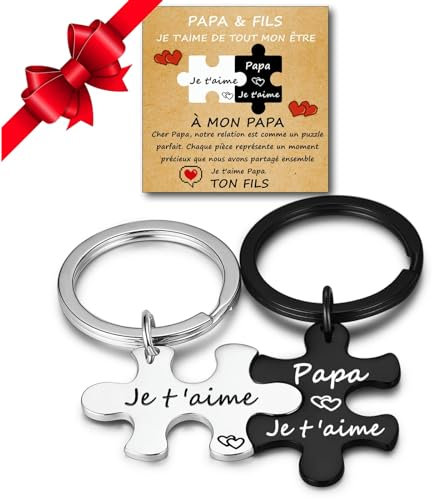 Cadeau Papa - Cadeau fete des peres porte-clés Gravé Je t'aime, papa Porte-clés Cadeau de la fils pour le père Cadeau pour papa Fête des pères Thanksgiving Noël Anniversaire