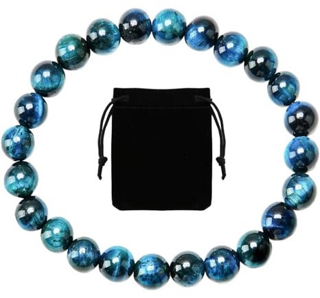 CAISYE 8mm Natürliches Tigerauge-Armband für Männer und Frauen - Hochwertig, Elastisch, Modisch - Schmuck Geschenk