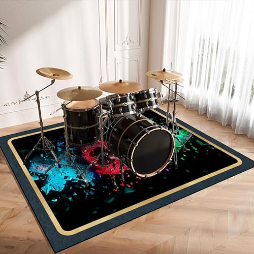 120 x 100 cm Trommelmatte, Trommelteppich, elektronisches Jazz-Schlagzeug für Bassdrum, Snaredrum und andere Instrumente, tolles Geschenk für Schlagzeuger, rutschfeste Unterlage