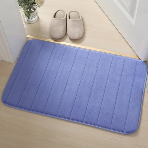 Reyox Memory Schaum Badematte, Badteppich Wasseraufnahme rutschfest für Badzimmer Blau 70x140cm