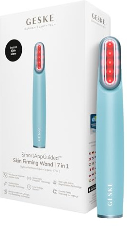 GESKE Skin Firming Wand | 7 in 1 | Anti-Aging | Mikrostrom Facelift | Reduziert Alterserscheinungen | Fortschrittlicher Facial Firmer | Red LED Light Technology | Flexibler Kopf | Reduziert Alterserscheinungen | Fortschrittlicher Facial Firmer | Red LED Light Technology | Flexibler Kopf
