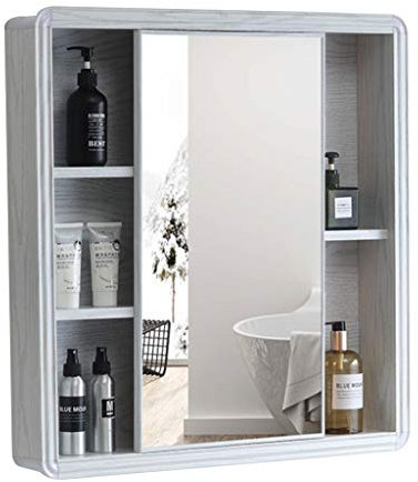 armoire de toilette,Armoire à pharmacie à porte coulissante en aluminium pour salle de bain, miroir mural avec étagère, miroir de maquillage pour fille (couleur : blanc, taille : 100 x 70 cm