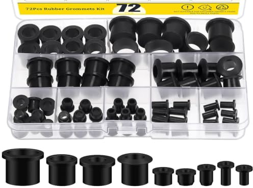Mardatt 72Pcs Top Hat Silicone Rubber Grommets for Wiring, Waterproof Wire Cable Grommets Firewall Silicone Plug Rubber Hole Grommet for Automotive, Desk, Water Pipe, Hydroponic, Irrigation